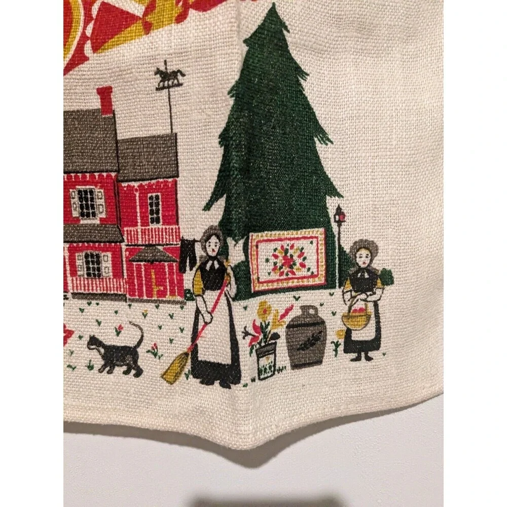 Kay Dee Designs VTG Linen Tea Towel Dutch Folk Art Unused W/Sticker Vintage